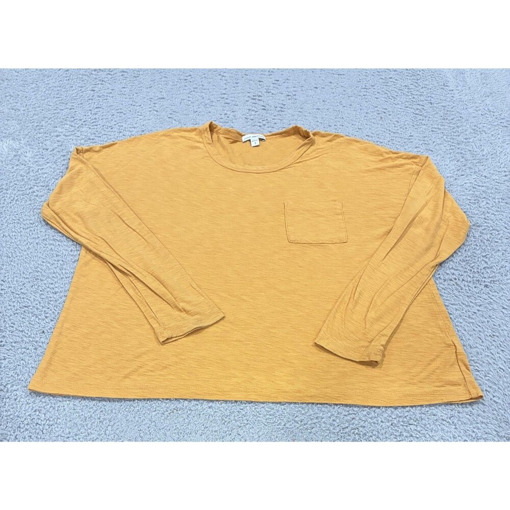 James Perse Shirt Womens 3 Yellow Long Sleeve Pocket Tee Modal Cotton WSVH3702CU